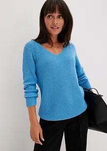 Maglione a coste in puro cotone, bonprix