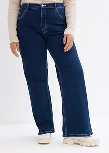 Jeans wide leg in cotone biologico, a vita alta, bonprix