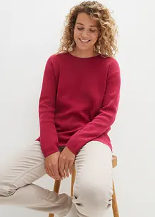 Maglione a coste Milano con scollo rotondo, bonprix