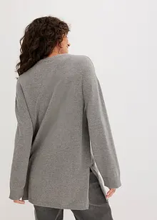 Maglione lungo in filato fine con spacchi laterali in misto viscosa, bonprix