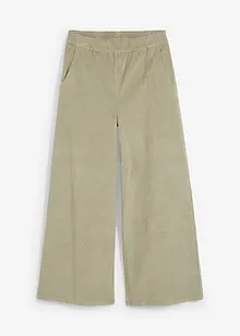 Pantaloni a palazzo cropped in velluto a coste con cinta comoda a vita alta, bonprix