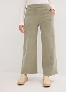 Pantaloni a palazzo cropped in velluto a coste con cinta comoda a vita alta, bonprix