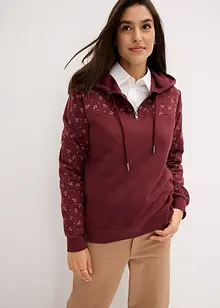 Felpa con cappuccio e cerniera in puro cotone, bonprix