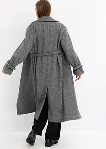 Cappotto con cintura e motivo a spina di pesce, bonprix