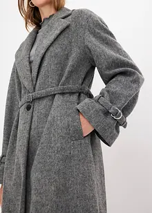 Cappotto con cintura e motivo a spina di pesce, bonprix