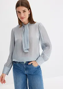 Blusa con fiocco in satin lucido, bonprix