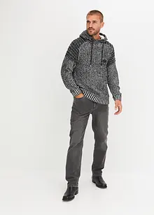 Maglione in filato grosso con cappuccio e dettagli stile biker, bonprix