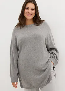 Maglione lungo in maglia fine con spacchi laterali, bonprix