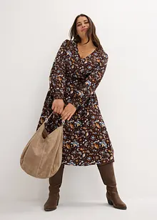 Abito midi in viscosa con inserto smock, bonprix