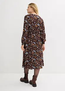 Abito midi in viscosa con inserto smock, bonprix