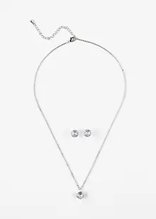 Collana e orecchini con zirconia (set gioielli 3 pezzi), bonprix