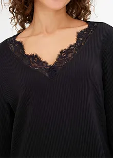 Camicia da notte a coste con pizzo, bonprix