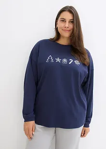 Maglia oversize a maniche lunghe con ricami natalizi, bonprix