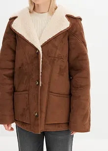 Giacca shearling con cappuccio, bonprix