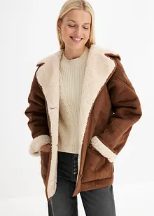 Giacca shearling con cappuccio, bonprix