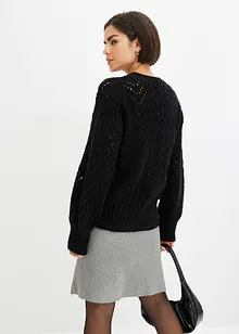 Maglione morbido traforato, bonprix