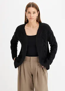 Cardigan aperto con lavorazione a treccia, bonprix