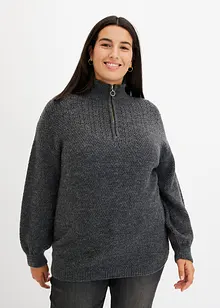 Maglione traforato con zip, bonprix