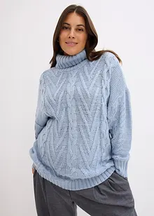 Maglione a collo alto con lavorazione a trecce, bonprix