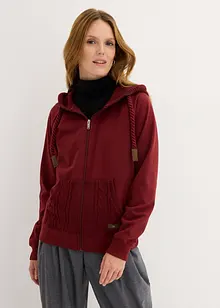 Felpa con zip, cappuccio in maglia e tasche, bonprix