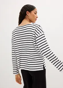 Maglia a maniche lunghe in cotone biologico con scollo leggermente a barca (pacco da 2), bonprix