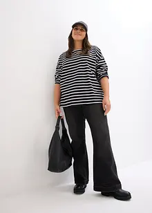 Maglia a maniche lunghe in cotone biologico con scollo leggermente a barca (pacco da 2), bonprix