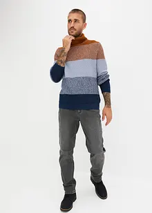 Maglione a collo alto in color block con cotone, bonprix