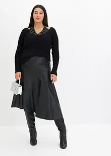 Maglia a costine con strass, bonprix