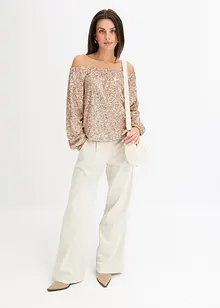 Maglia con spalle scoperte oversize con paillettes, bonprix