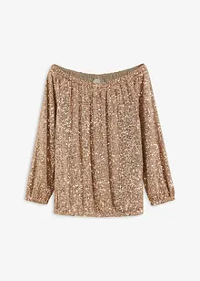 Maglia con spalle scoperte oversize con paillettes, bonprix