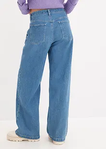 Jeans wide leg, a vita media, bonprix