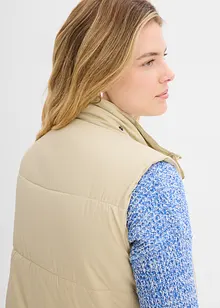 Gilet lungo trapuntato con cappuccio e spacchi ai lati, bonprix