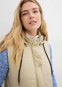 Gilet lungo trapuntato con cappuccio e spacchi ai lati, bonprix