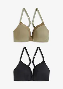 Reggiseno con coppe preformate senza ferretto e effetto lucido (pacco da 2), bonprix