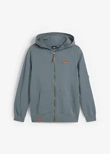 Felpa con zip e cappuccio in puro cotone, bonprix