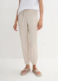 Pantaloni in mussola con cinta in lavorazione smock, bonprix
