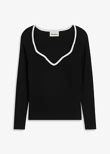 Maglione in filato fine con bordo a contrasto, bonprix