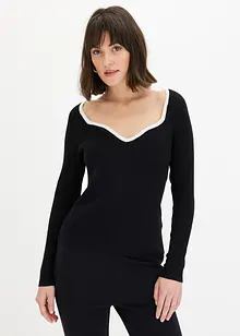Maglione in filato fine con bordo a contrasto, bonprix
