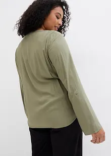 Blusa a maniche lunghe con scollo a V in viscosa fluente, bonprix