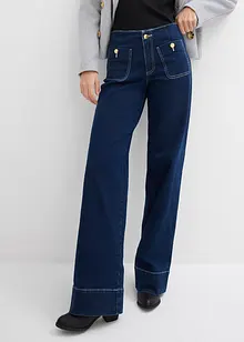 Jeans wide leg elasticizzati a vita media, bonprix