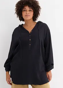 Blusa in mussola di puro cotone con cappuccio, bonprix