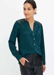 Blusa in crêpe con pizzo, bonprix