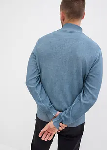 Maglia con collo alto e mezza zip in filato fine effetto lavato, bonprix