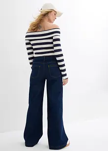 Jeans wide leg, a vita media, bonprix