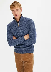 Maglione in misto lana con zip, bonprix