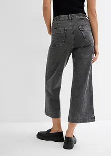 Jeans wide leg cropped, vita alta, bonprix