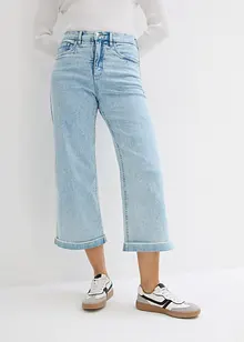 Jeans wide leg cropped, vita alta, bonprix