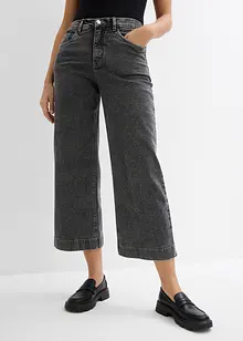 Jeans wide leg cropped, vita alta, bonprix