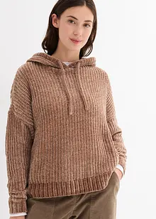 Felpa oversize con cappuccio in ciniglia, bonprix