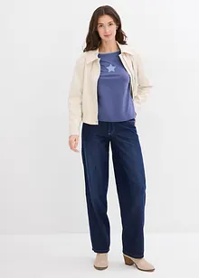 Maglia bicolore a maniche lunghe con ricamo, bonprix